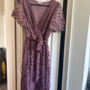 Baltic Born Purple Maxi Dress with Leaf Detail Like New-Large